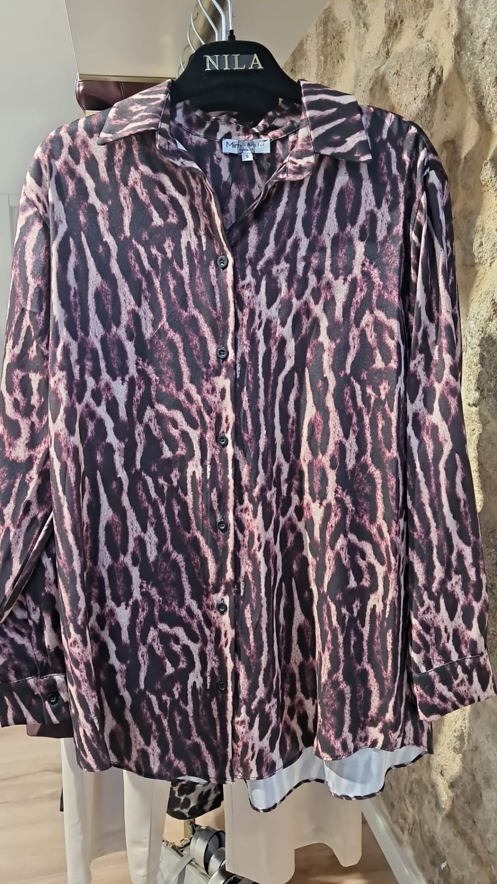 Camisa Animal Print Bordeaux Mimi Mua